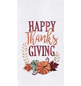 C and F Home Fall Towel, Happy Thanksgiving, Pumpkins, floursack