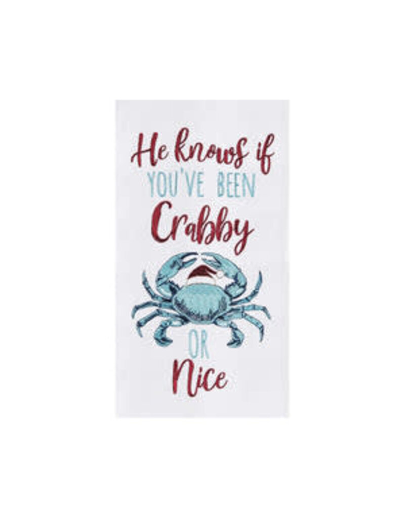 C and F Home Holiday Dish Towel, Crabby or Nice, floursack disc