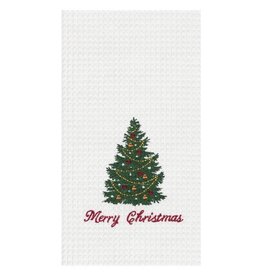 C and F Home Holiday Dish Towel, Merry Christmas, Tree, waffle weave