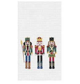 C and F Home Holiday Dish Towel, Nutcracker Trio, waffle weave
