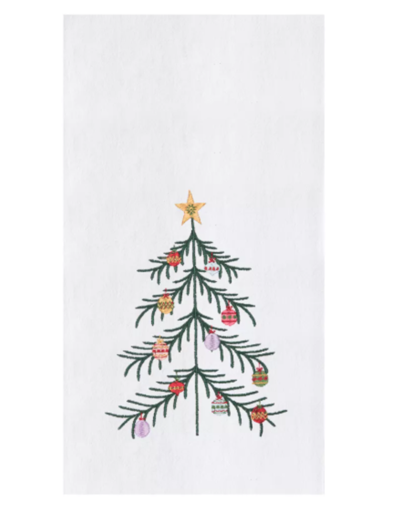 C and F Home Holiday Dish Towel, Vintage Stick Christmas Tree, floursack