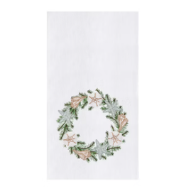 C and F Home Holiday Dish Towel, Shell Wreath, floursack