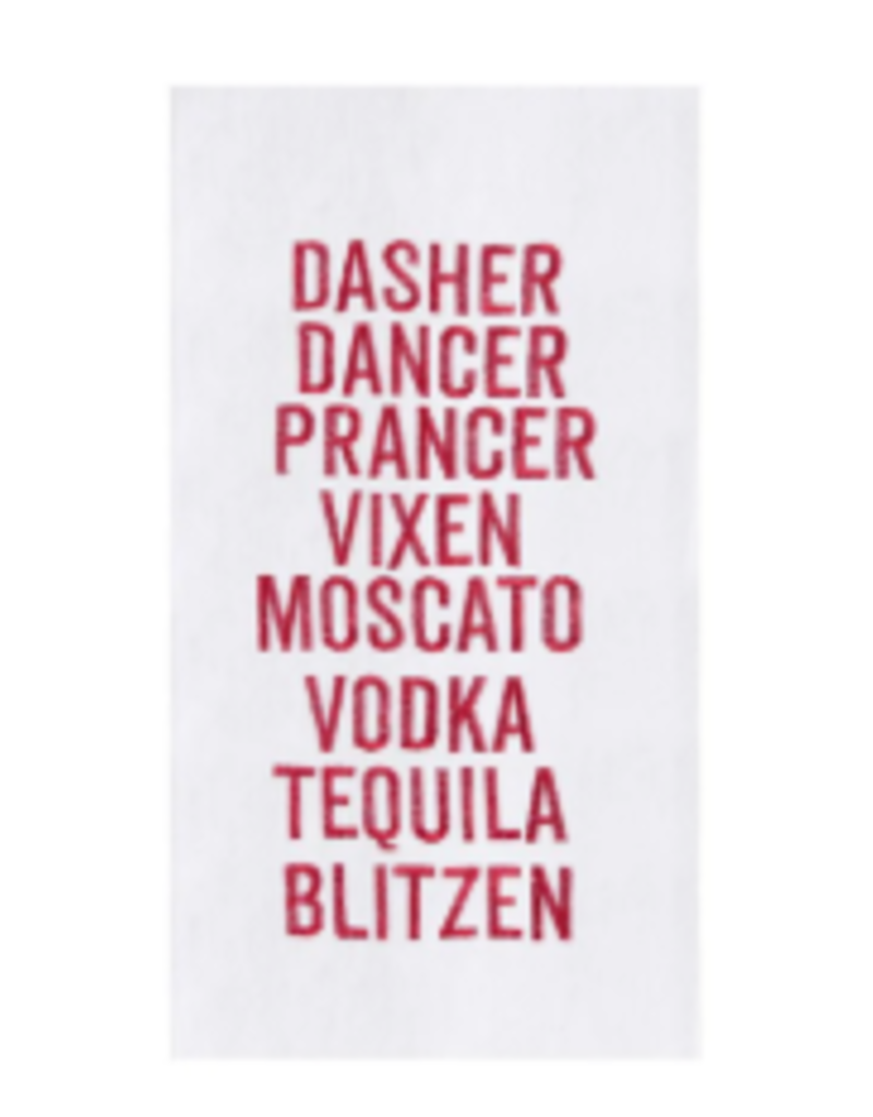 C and F Home Holiday Dish Towel, Tequila Blitzen, floursack