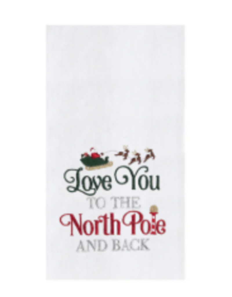 C and F Home Holiday Dish Towel, To the North Pole & Back, floursack