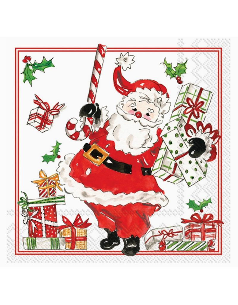 Boston International Holiday Cocktail Napkins, Holly Jolly Santa, 20x