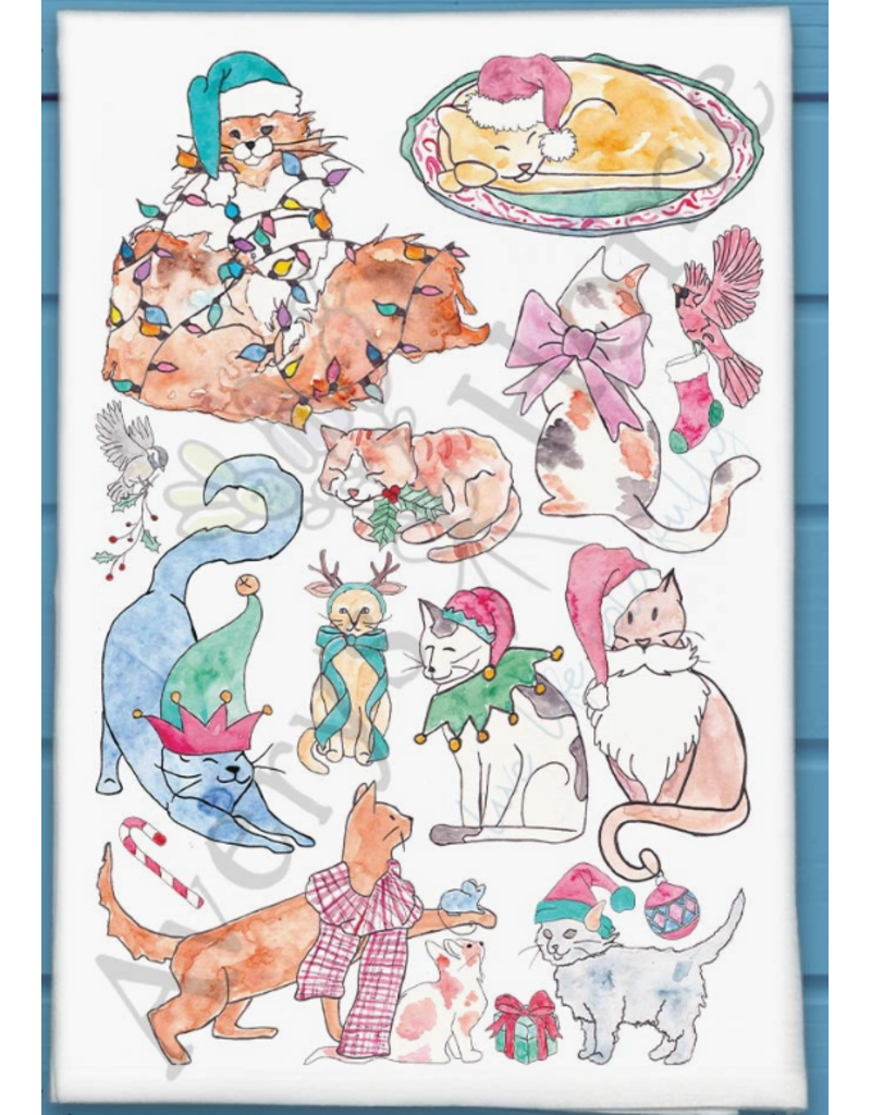 Holiday Dish Towel, Adorable Cats disc