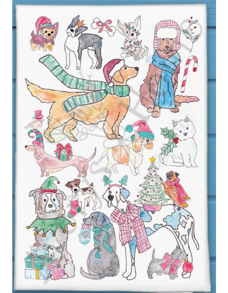 Holiday Dish Towel, Adorable Dogs