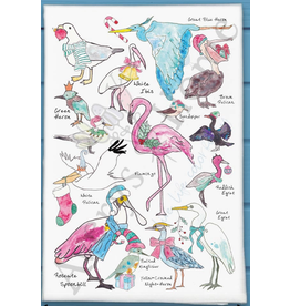 Holiday Dish Towel, Xmas Coastal Birds