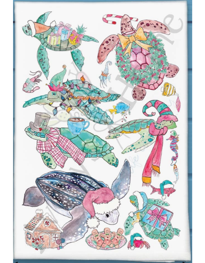 Holiday Dish Towel, Xmas Sea Turtles