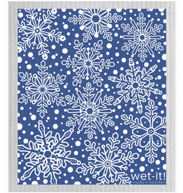 Wet-It Holiday Swedish Dish Cloth Snowflakes, blue-wet