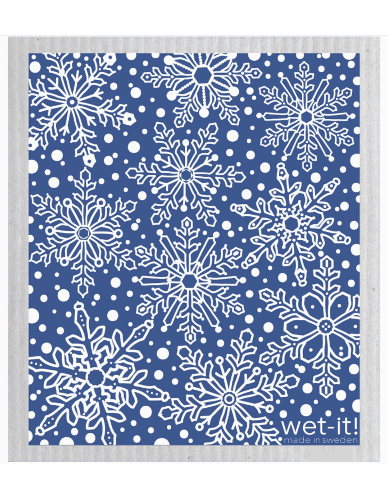Wet-It Holiday Swedish Dish Cloth Snowflakes, blue-wet