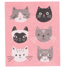 Now Designs Swedish Dish Cloth Cats Meow, pink now DISC*