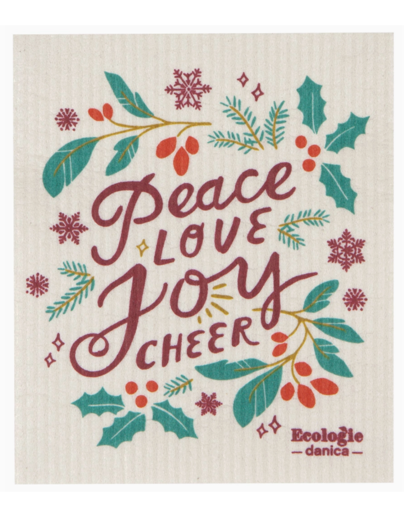 Now Designs Holiday Swedish Dish Cloth Peace Love Joy