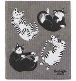 Now Designs Swedish Dish Cloth Meow & Furever Cat, black