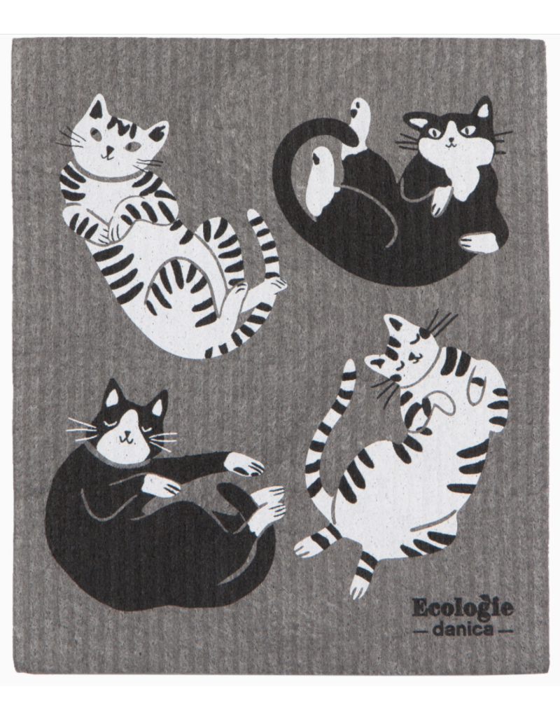 Now Designs Swedish Dish Cloth Meow & Furever Cat, black