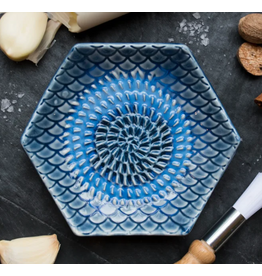 Garlic Grate Plate, 3pc Set, Tie Dye Blue