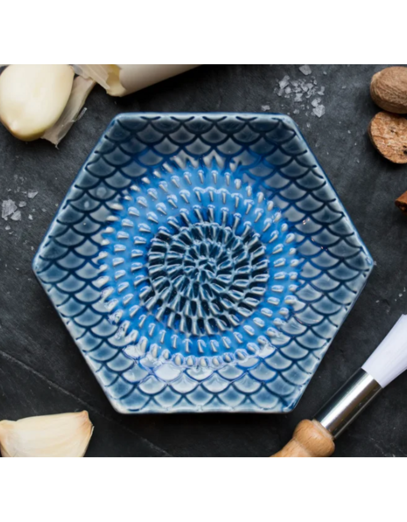 Garlic Grate Plate, 3pc Set, Tie Dye Blue