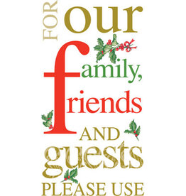 Boston International Holiday Guest Towel, Please Use, Red, Set of 16