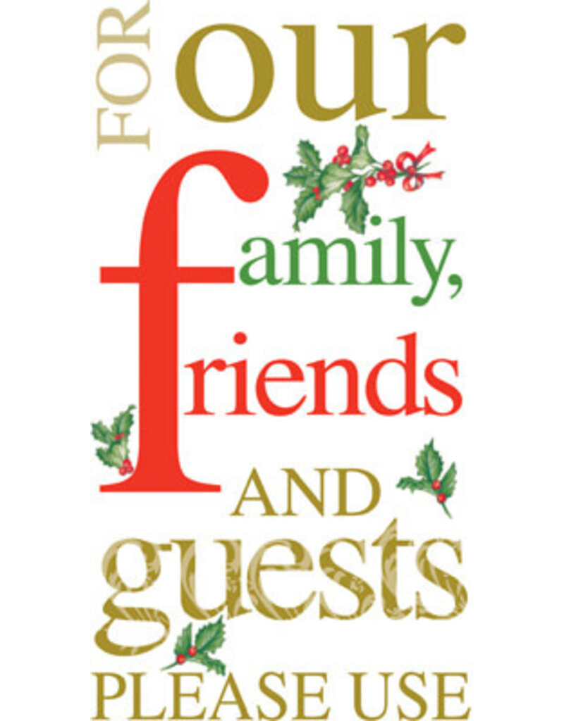 Boston International Holiday Guest Towel, Please Use, Red, Set of 16