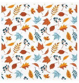 Boston International Fall Cocktail Napkins, Scattered Leaves, 20x