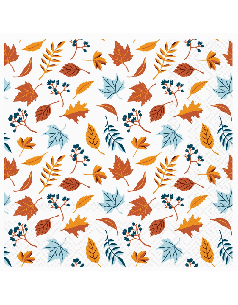 Boston International Fall Cocktail Napkins, Scattered Leaves, 20x
