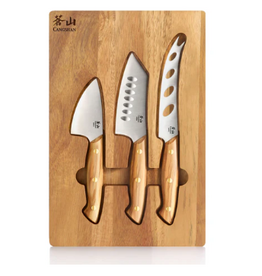 Cangshan 3pc Cheese Knife Set with Acacia Cheese Board disc