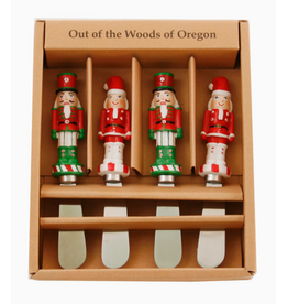 Holiday Set of 4 Cheese Spreader Knives - Nutcrackers
