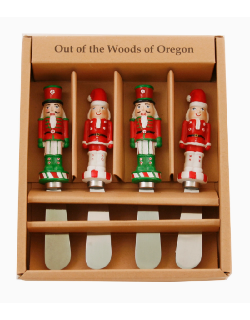 Holiday Set of 4 Cheese Spreader Knives - Nutcrackers