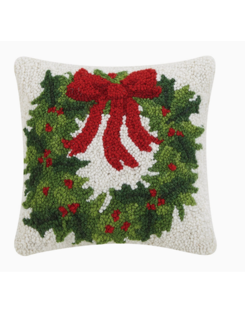 Holiday Wreath Hook Pillow, 10x10