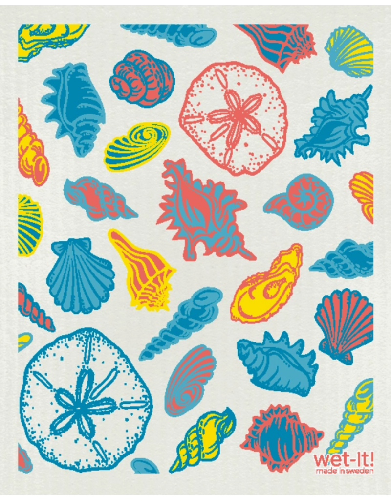 Wet-It Swedish Dish Cloth Colorful Seashore Treasures Shells