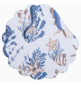C and F Home Placemat, Seahorse Sands, Round Reversible
