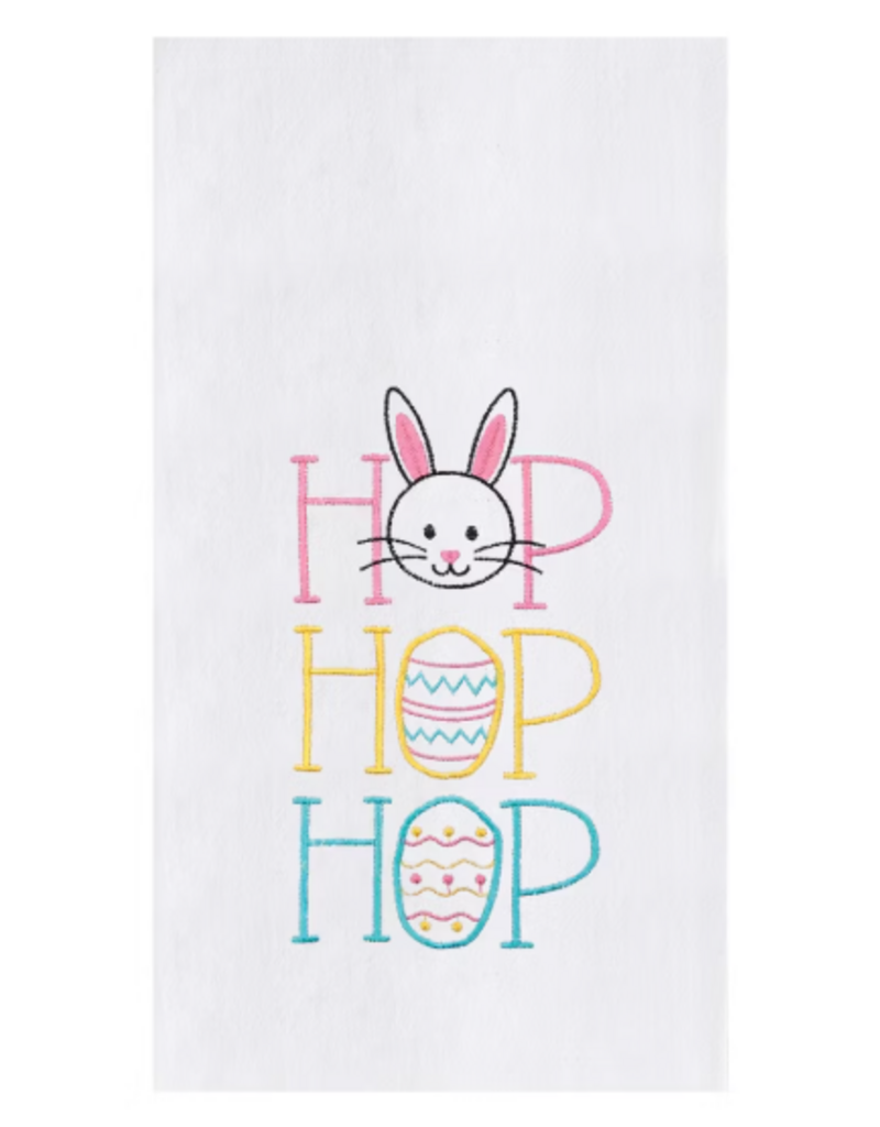 C and F Home Easter Towel, Hop Hop Hop Bunny/Eggs, floursack