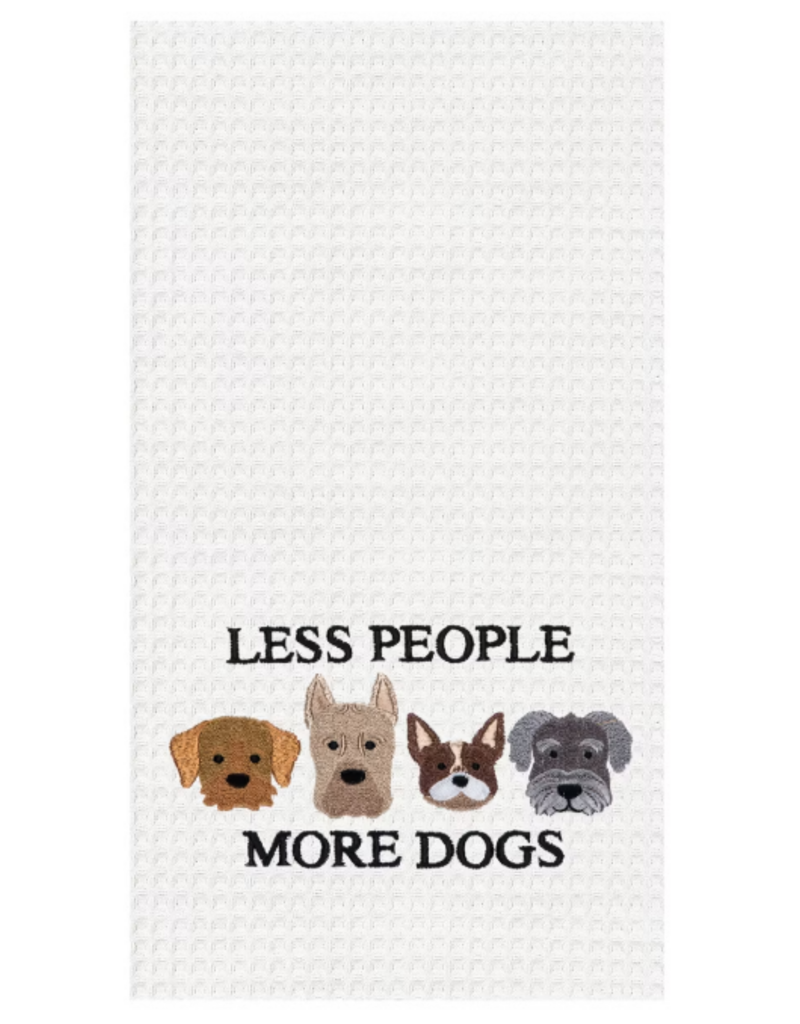 C and F Home Towel, Less People More Dogs, waffle weave