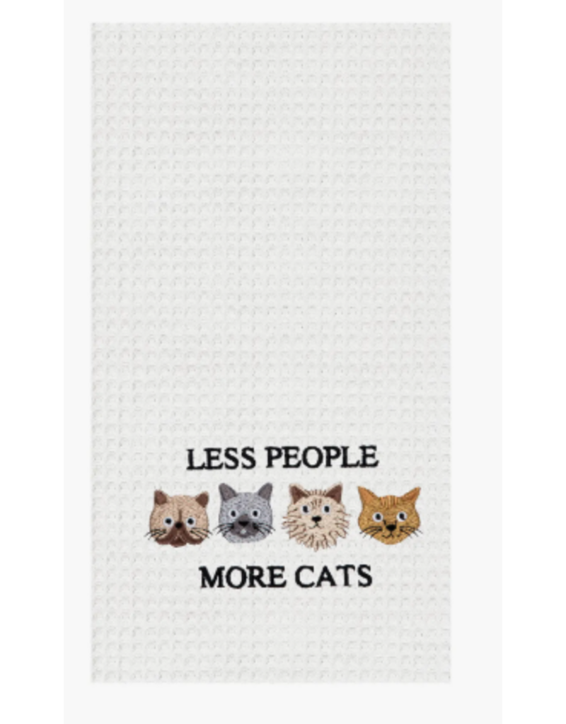 C and F Home Towel, Less People More Cats, waffle weave