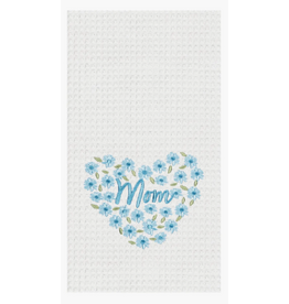 C and F Home Mother's Day Towel, Mom Blue Floral, waffle weave