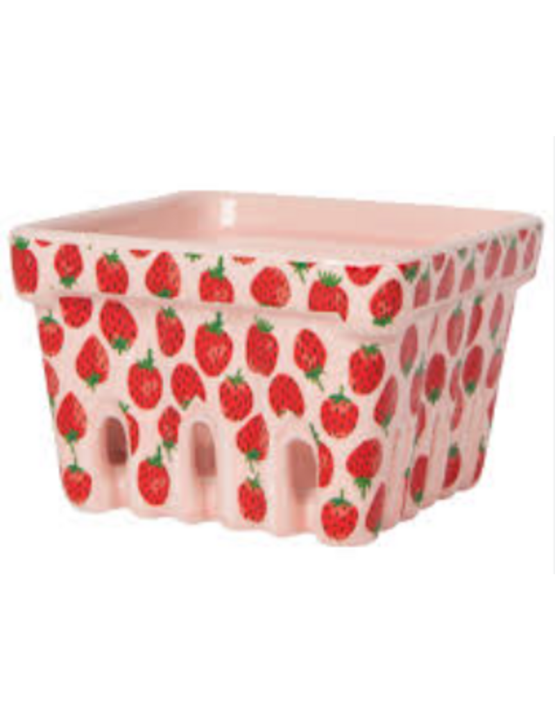 Now Designs Printed Ceramic Berry Basket - Strawberries