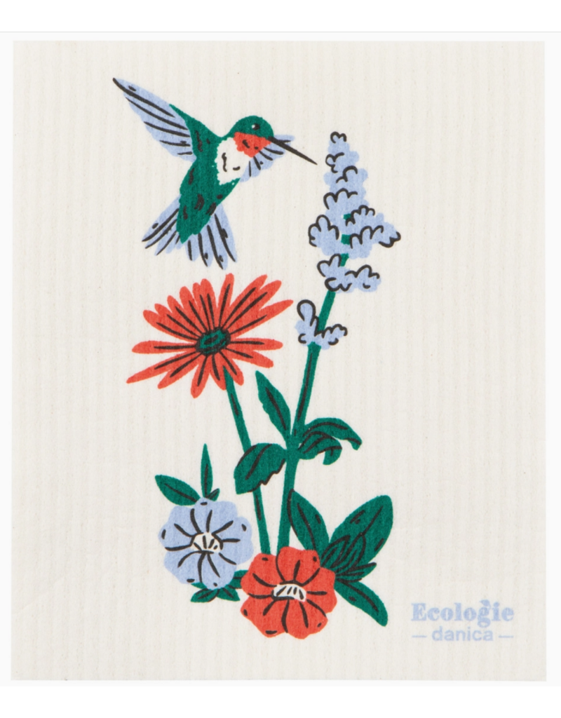 Now Designs Swedish Dish Cloth Hummingbird Floral