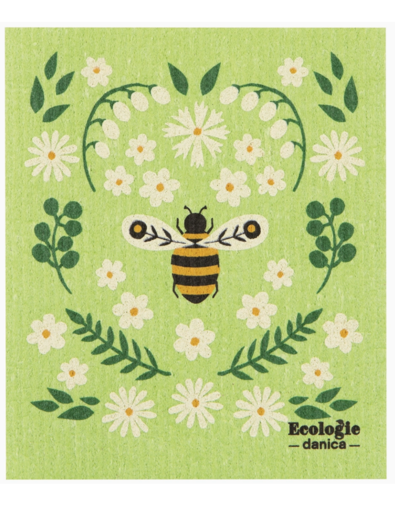 Now Designs Swedish Dish Cloth Bee Garden, green
