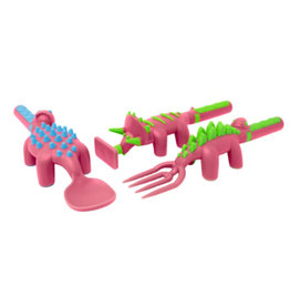 Constructive Eating Dinosaurs Utensils, PINK, Set of 3*