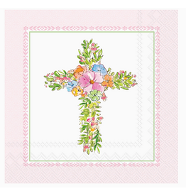 Boston International Easter Cocktail Napkins, Floral Cross, 20x