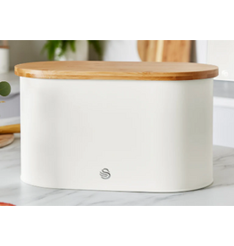 SWAN Nordic Bread Box with Bamboo Cutting Board Lid, cream