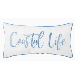 C and F Home Pillow, Embroidered Coastal Life, 24x12