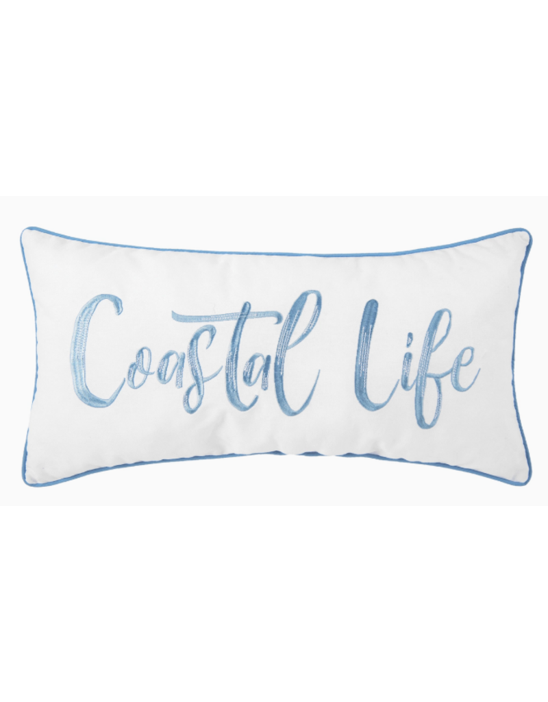 C and F Home Pillow, Embroidered Coastal Life, 24x12