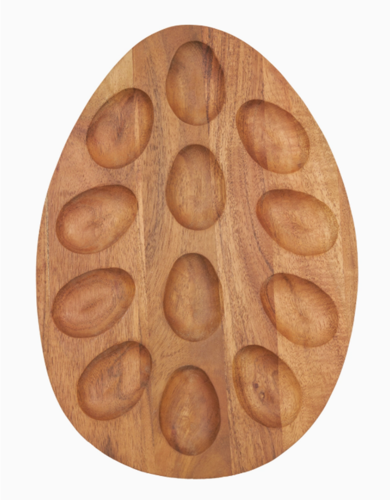 C and F Home Wooden 12 Deviled Egg Dish/Platter, 12"