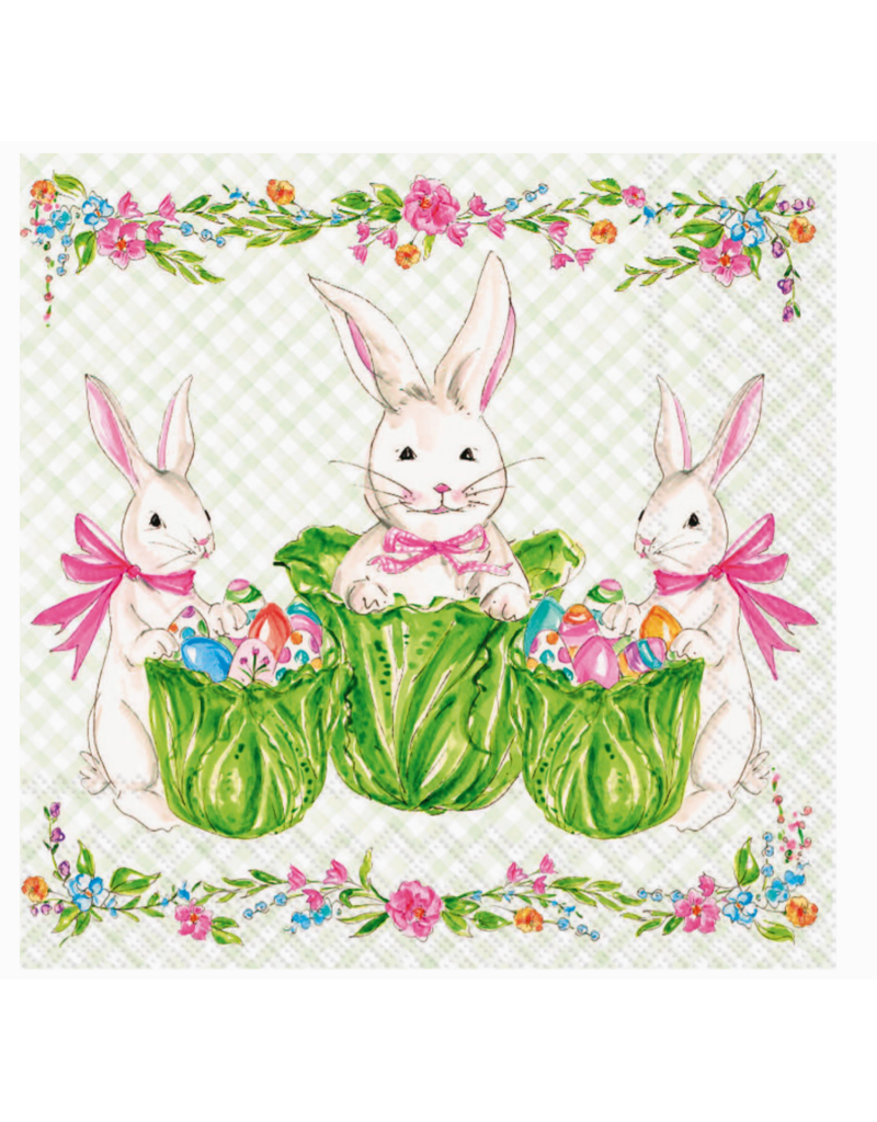 Boston International Easter Cocktail Napkins, Bunny Garden Party, 20x