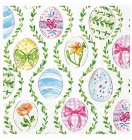 Boston International Easter Cocktail Napkins, Easter Eggs with Flowers, 20x