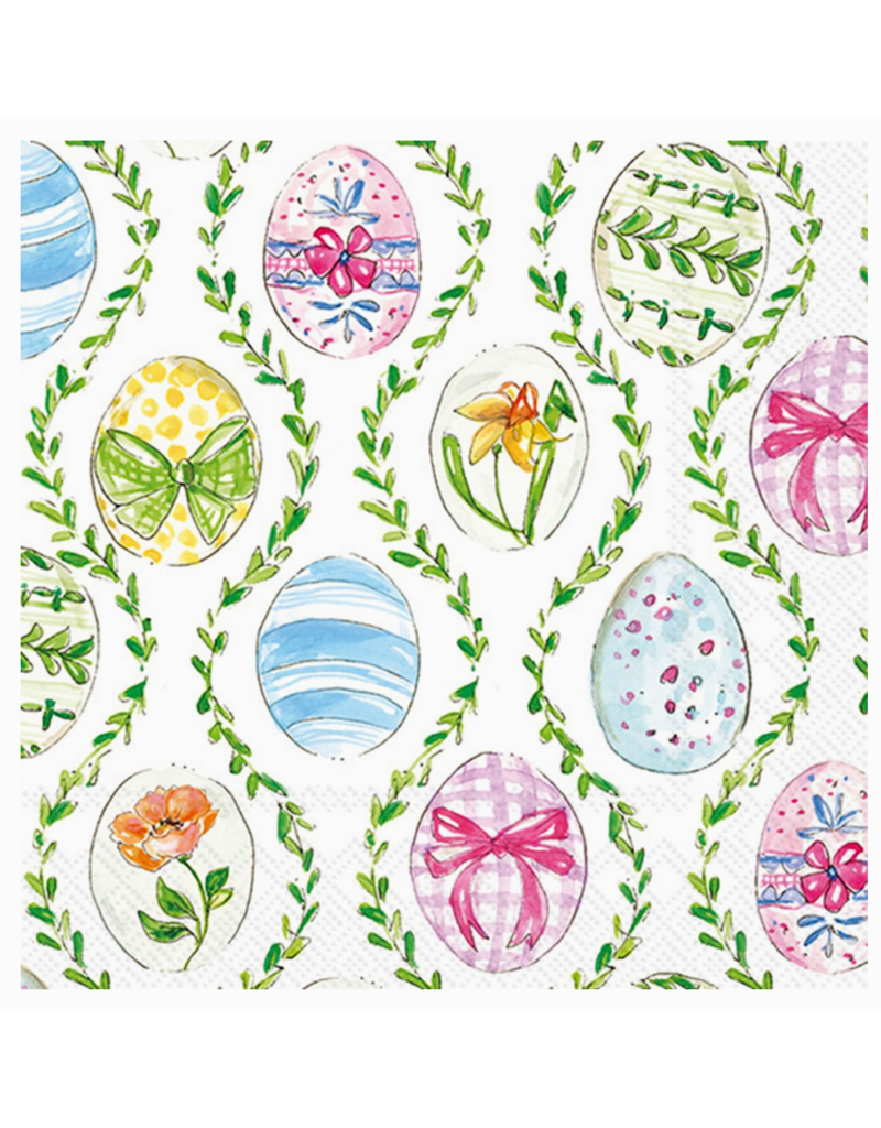 Boston International Easter Cocktail Napkins, Easter Eggs with Flowers, 20x