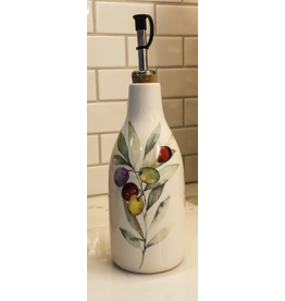 Olive Oil Bottle with Pourer, Olive Branch disc