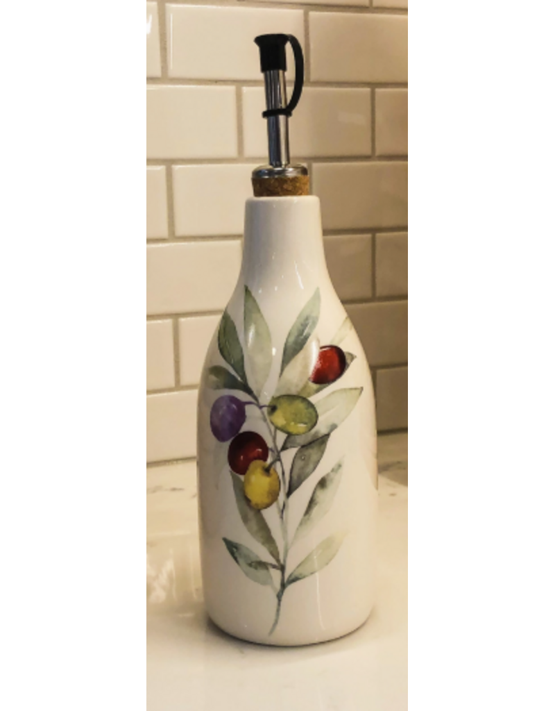 Olive Oil Bottle with Pourer, Olive Branch disc