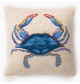 Blue Crab Hooked Pillow, 16x16